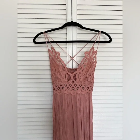 Free People Adella Maxi Slip Rose Pink Lace Dress - Picture 8 of 16